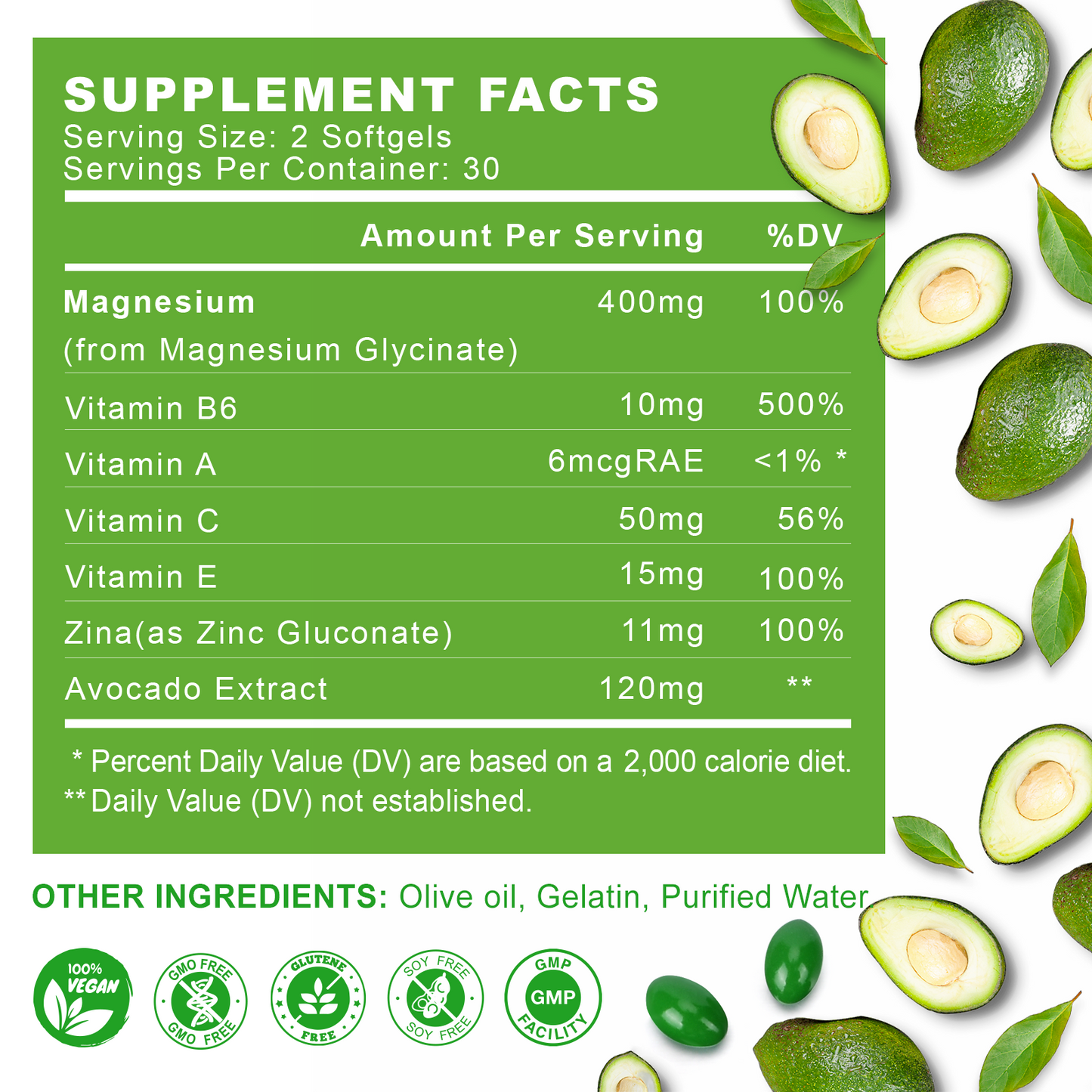 High Absorption Magnesium Glycinate Softgels, Magnesium Supplements 400mg with Zinc, Vitamin E, B6 for Women Men, Improve Sleep, Muscle Relaxation & Bone Health, Gluten-Free, Non-GMO