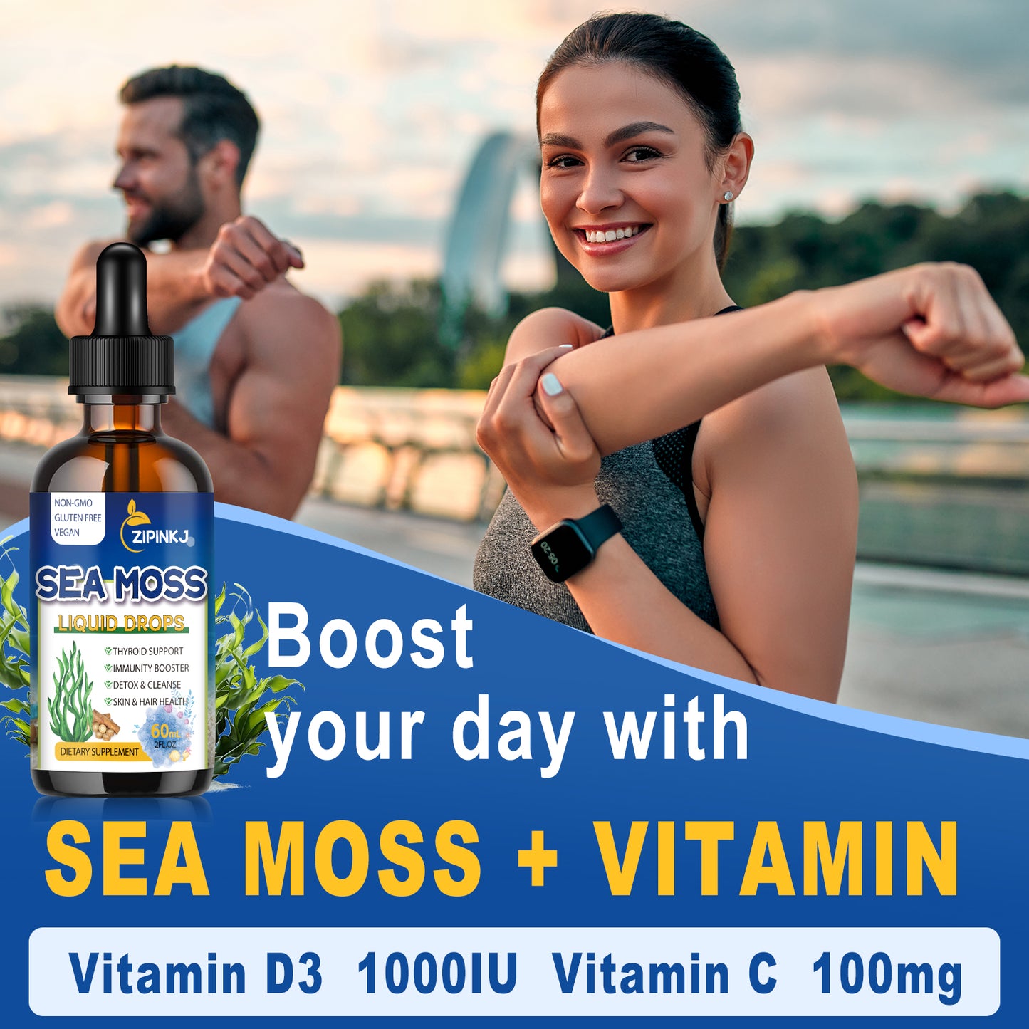 Sea Moss Liquid Drops, 11 in 1 Black Seed Oil & Irish Sea Moss Gel Ashwagandha Burdock Root, Spirulina, Bladderwrack, Elderberry for Joint, Digestion, Immunity Support, Non-GMO